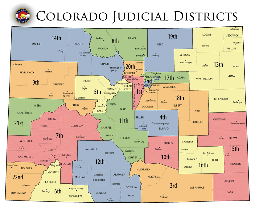 Do you need to find a court in Colorado? Use this Colorado judicial districts map to find the courthouse for your county, including Denver County.